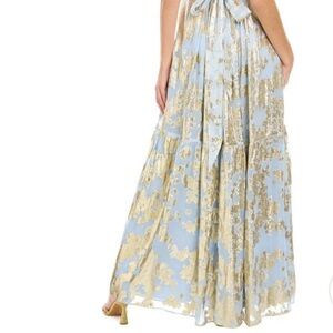 Monique Lhuillier Women's Blue and Gold Gown Dress Formal